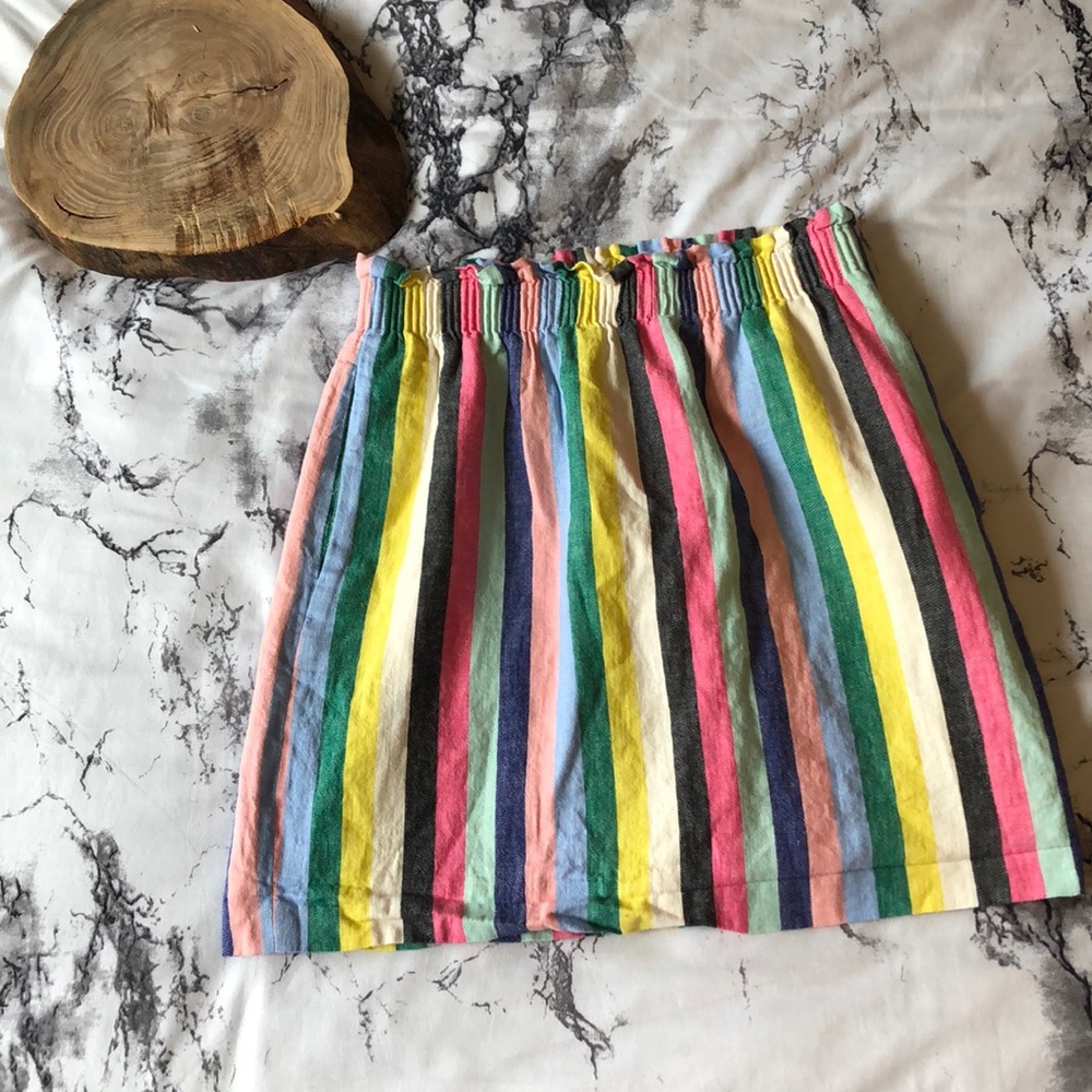 J. Crew Rainbow Mixed Stripe Smocked Waist Skirt